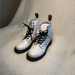 Dr. Martens White Leather Boots